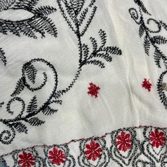 ICONIC BOHO WESTERN FREE PEOPLE EMBROIDERED STUDDED V NECK BLOUSE OFF WHITE SZ M - Picture 16 of 16